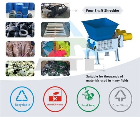 Trituradora versátil de cuatro ejes para reciclar madera metálica y plástico en varias industrias