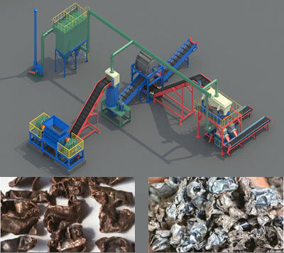 Cable de cobre eléctrico hierro acero metal ligero latas de la máquina de trituración de chips 2.8T peso